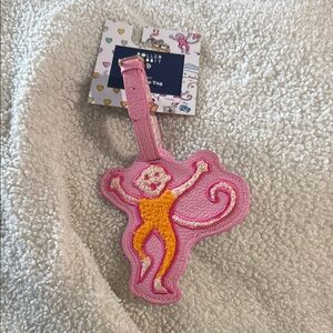 Roller Rabbit Pink and Orange Monkey luggage tag